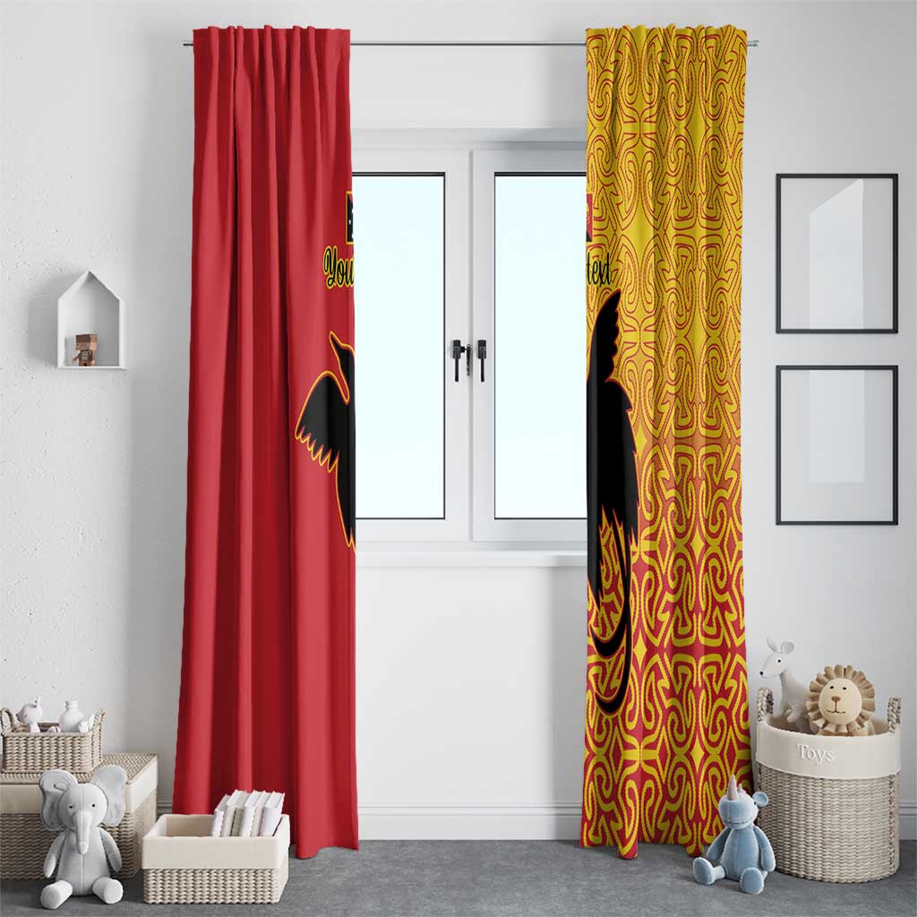 Papua New Guinea Oro Tapa Personalised Window Curtain Simple Bird of Paradise Style - Polynesian Pride