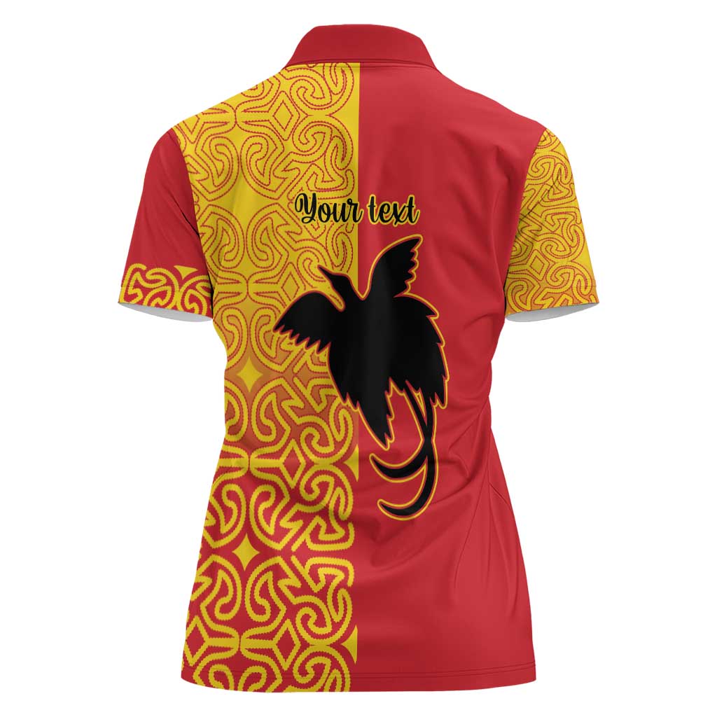 Papua New Guinea Oro Tapa Personalised Women Polo Shirt Simple Bird of Paradise Style - Polynesian Pride