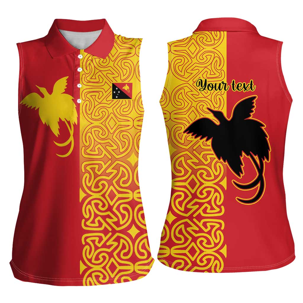 Papua New Guinea Oro Tapa Personalised Women Sleeveless Polo Shirt Simple Bird of Paradise Style - Polynesian Pride