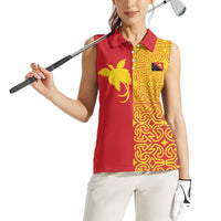 Papua New Guinea Oro Tapa Personalised Women Sleeveless Polo Shirt Simple Bird of Paradise Style - Polynesian Pride