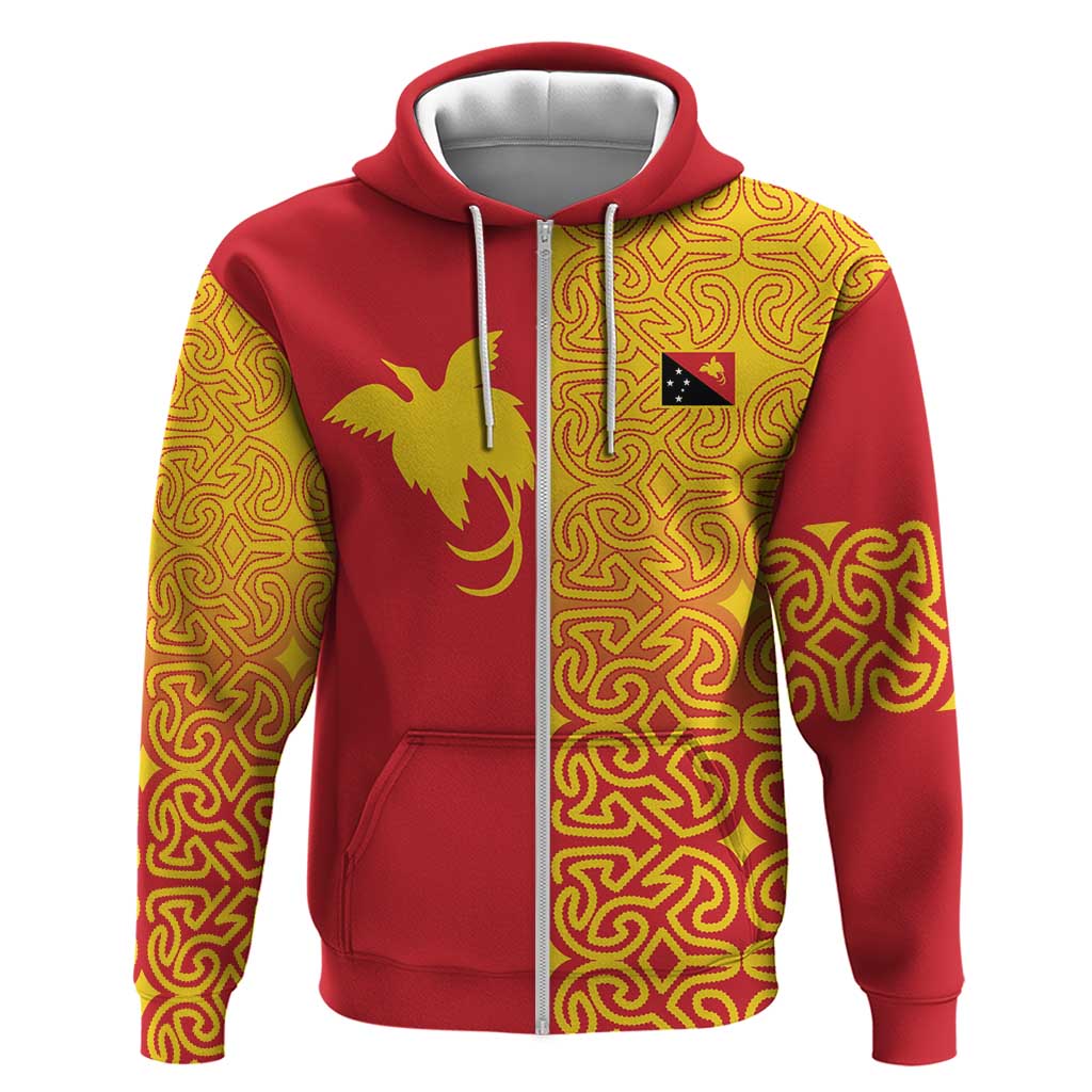 Papua New Guinea Oro Tapa Personalised Zip Hoodie Simple Bird of Paradise Style - Polynesian Pride
