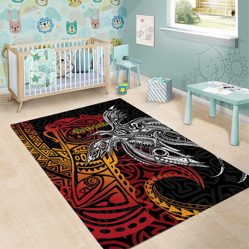 Papua New Guinea Sepik Personalised Area Rug PNG Bird of Paradise Tattoo - Polynesian Pride