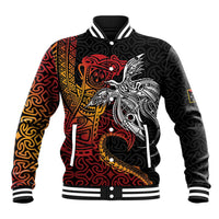 Papua New Guinea Sepik Personalised Baseball Jacket PNG Bird of Paradise Tattoo LT9 Unisex Black - Polynesian Pride