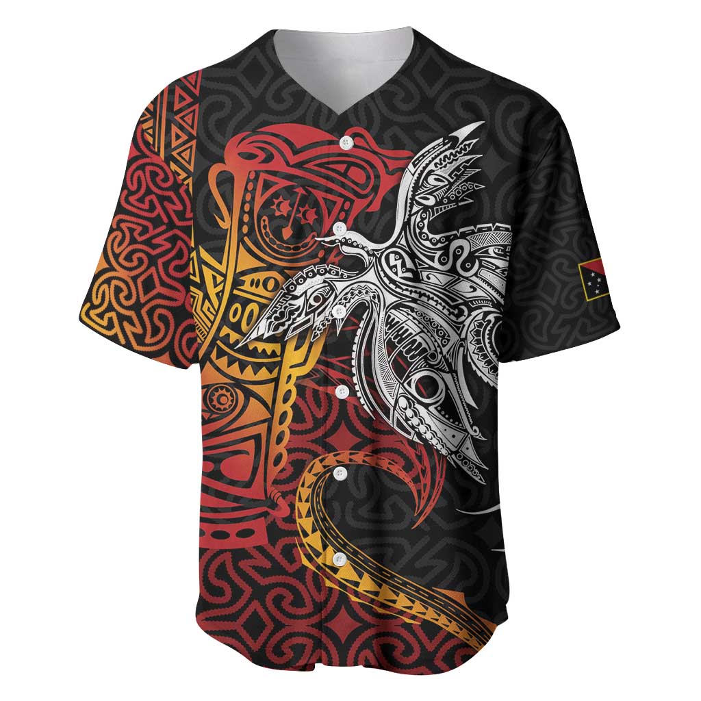 Papua New Guinea Sepik Personalised Baseball Jersey PNG Bird of Paradise Tattoo - Polynesian Pride