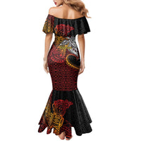 Papua New Guinea Sepik Personalised Family Matching Mermaid Dress and Hawaiian Shirt PNG Bird of Paradise Tattoo - Polynesian Pride