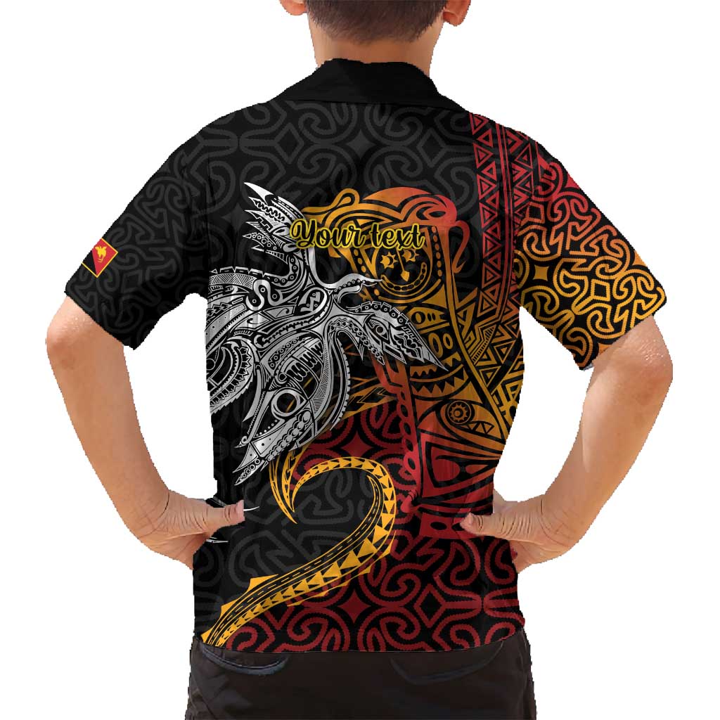 Papua New Guinea Sepik Personalised Family Matching Off Shoulder Short Dress and Hawaiian Shirt PNG Bird of Paradise Tattoo - Polynesian Pride