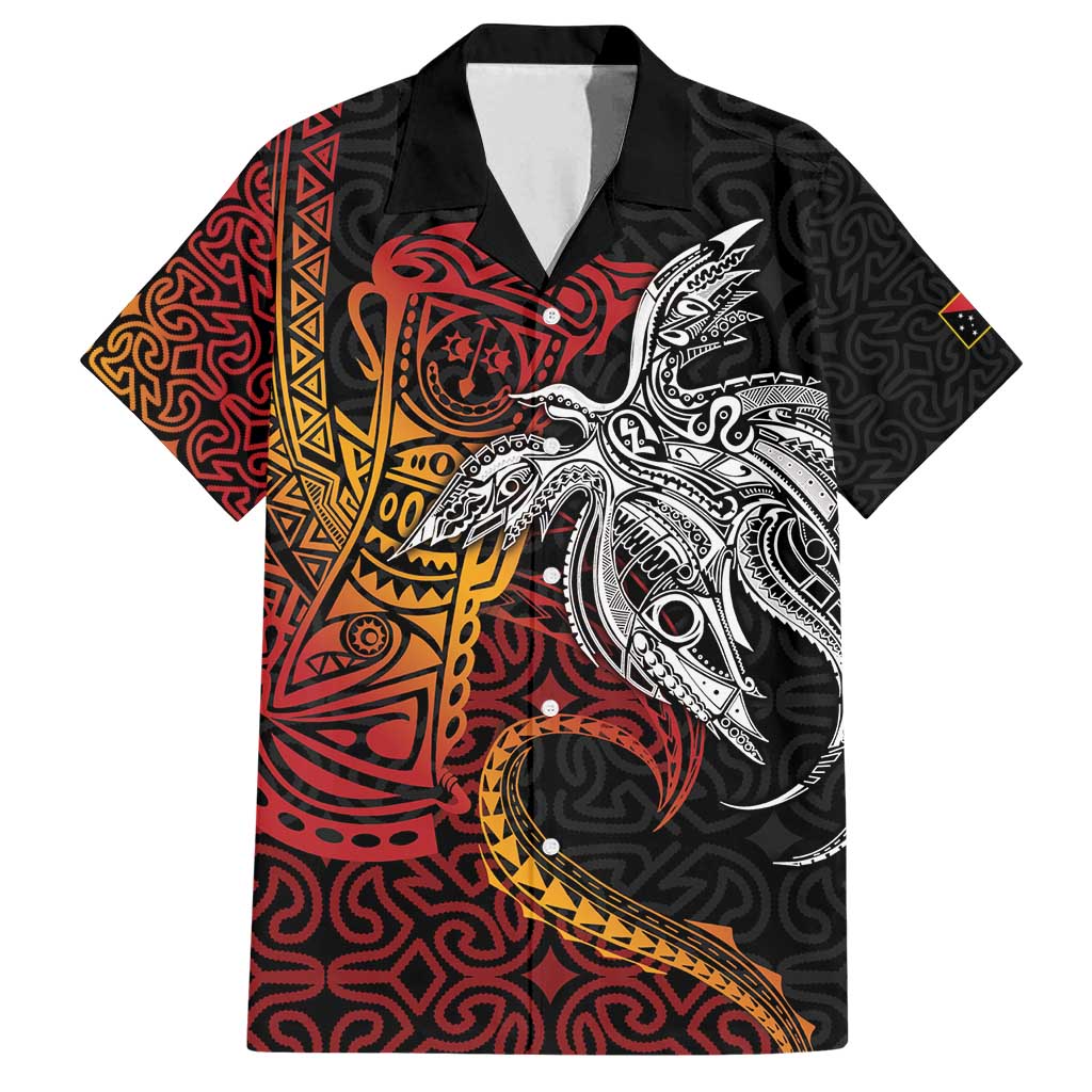 Papua New Guinea Sepik Personalised Family Matching Off Shoulder Short Dress and Hawaiian Shirt PNG Bird of Paradise Tattoo - Polynesian Pride