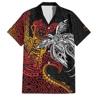 Papua New Guinea Sepik Personalised Family Matching Off Shoulder Short Dress and Hawaiian Shirt PNG Bird of Paradise Tattoo - Polynesian Pride