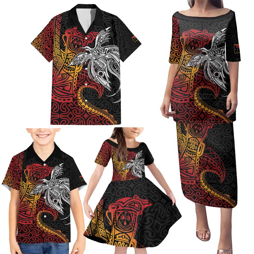 Papua New Guinea Sepik Personalised Family Matching Puletasi and Hawaiian Shirt PNG Bird of Paradise Tattoo LT9 - Polynesian Pride
