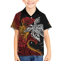Papua New Guinea Sepik Personalised Family Matching Puletasi and Hawaiian Shirt PNG Bird of Paradise Tattoo - Polynesian Pride