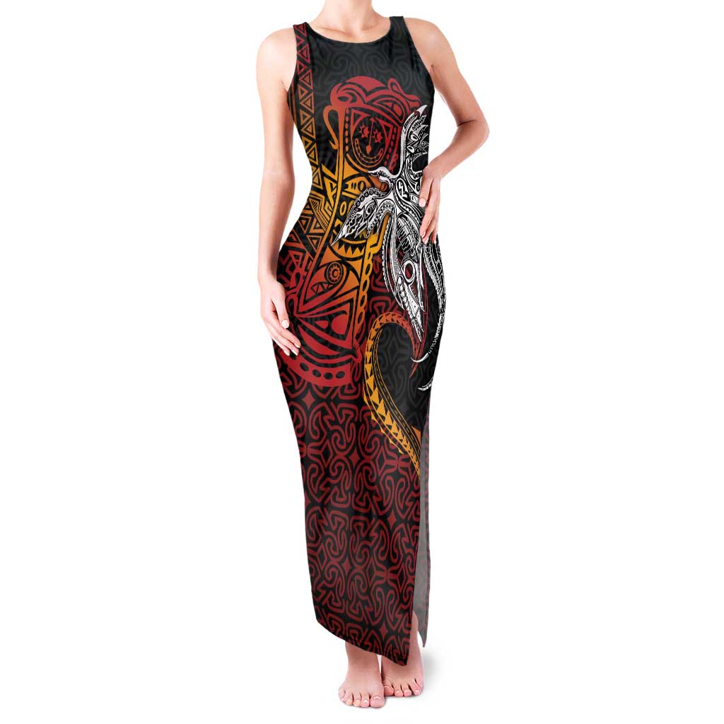 Papua New Guinea Sepik Personalised Family Matching Tank Maxi Dress and Hawaiian Shirt PNG Bird of Paradise Tattoo - Polynesian Pride
