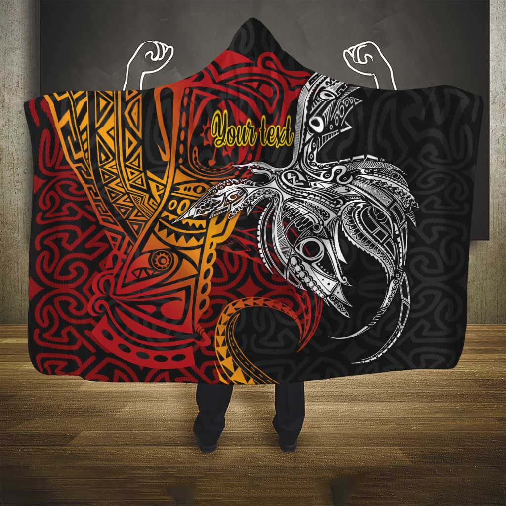 Papua New Guinea Sepik Personalised Hooded Blanket PNG Bird of Paradise Tattoo - Polynesian Pride