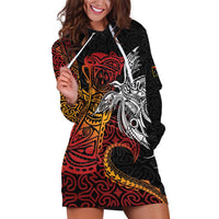 Papua New Guinea Sepik Personalised Hoodie Dress PNG Bird of Paradise Tattoo - Polynesian Pride