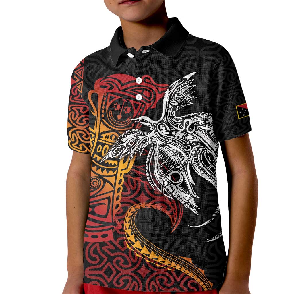 Papua New Guinea Sepik Personalised Kid Polo Shirt PNG Bird of Paradise Tattoo - Polynesian Pride