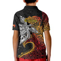 Papua New Guinea Sepik Personalised Kid Polo Shirt PNG Bird of Paradise Tattoo - Polynesian Pride