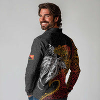 Papua New Guinea Sepik Personalised Long Sleeve Polo Shirt PNG Bird of Paradise Tattoo - Polynesian Pride