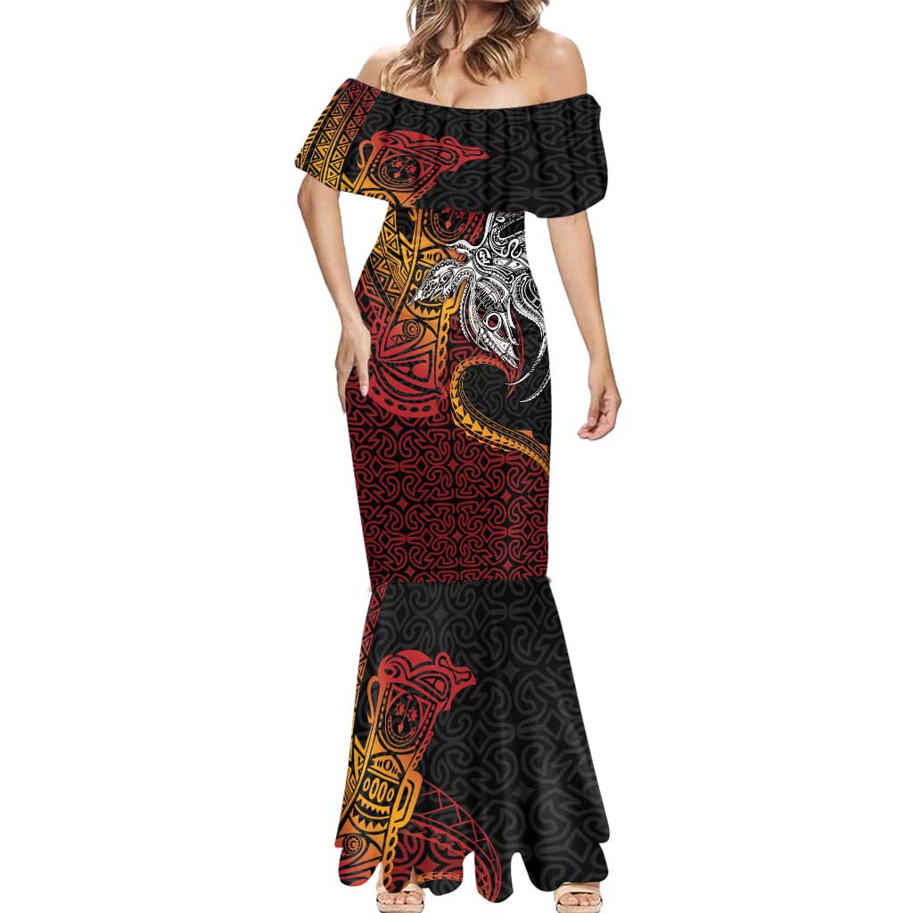 Papua New Guinea Sepik Personalised Mermaid Dress PNG Bird of Paradise Tattoo - Polynesian Pride