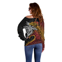 Papua New Guinea Sepik Personalised Off Shoulder Sweater PNG Bird of Paradise Tattoo - Polynesian Pride