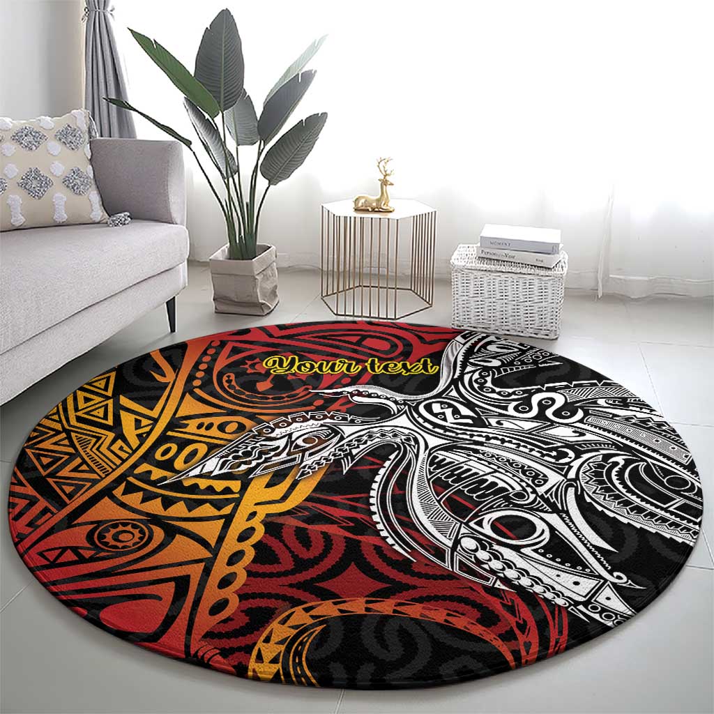 Papua New Guinea Sepik Personalised Round Carpet PNG Bird of Paradise Tattoo - Polynesian Pride