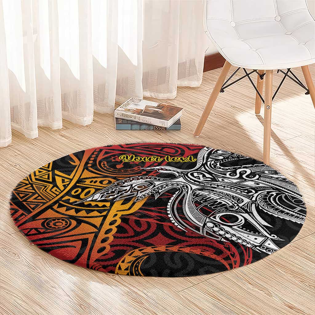 Papua New Guinea Sepik Personalised Round Carpet PNG Bird of Paradise Tattoo - Polynesian Pride
