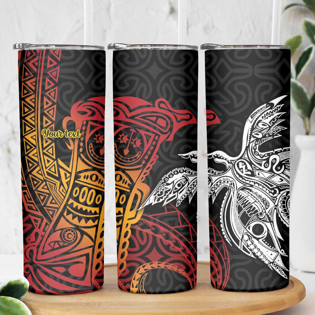 Papua New Guinea Sepik Personalised Skinny Tumbler PNG Bird of Paradise Tattoo - Polynesian Pride
