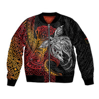 Papua New Guinea Sepik Personalised Sleeve Zip Bomber Jacket PNG Bird of Paradise Tattoo - Polynesian Pride