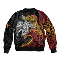 Papua New Guinea Sepik Personalised Sleeve Zip Bomber Jacket PNG Bird of Paradise Tattoo - Polynesian Pride