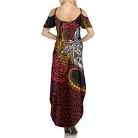 Papua New Guinea Sepik Personalised Summer Maxi Dress PNG Bird of Paradise Tattoo - Polynesian Pride