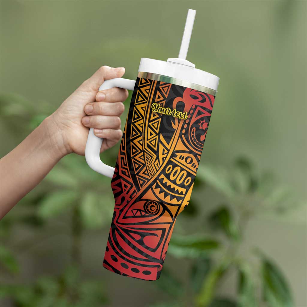 Papua New Guinea Sepik Personalised Tumbler With Handle PNG Bird of Paradise Tattoo - Polynesian Pride