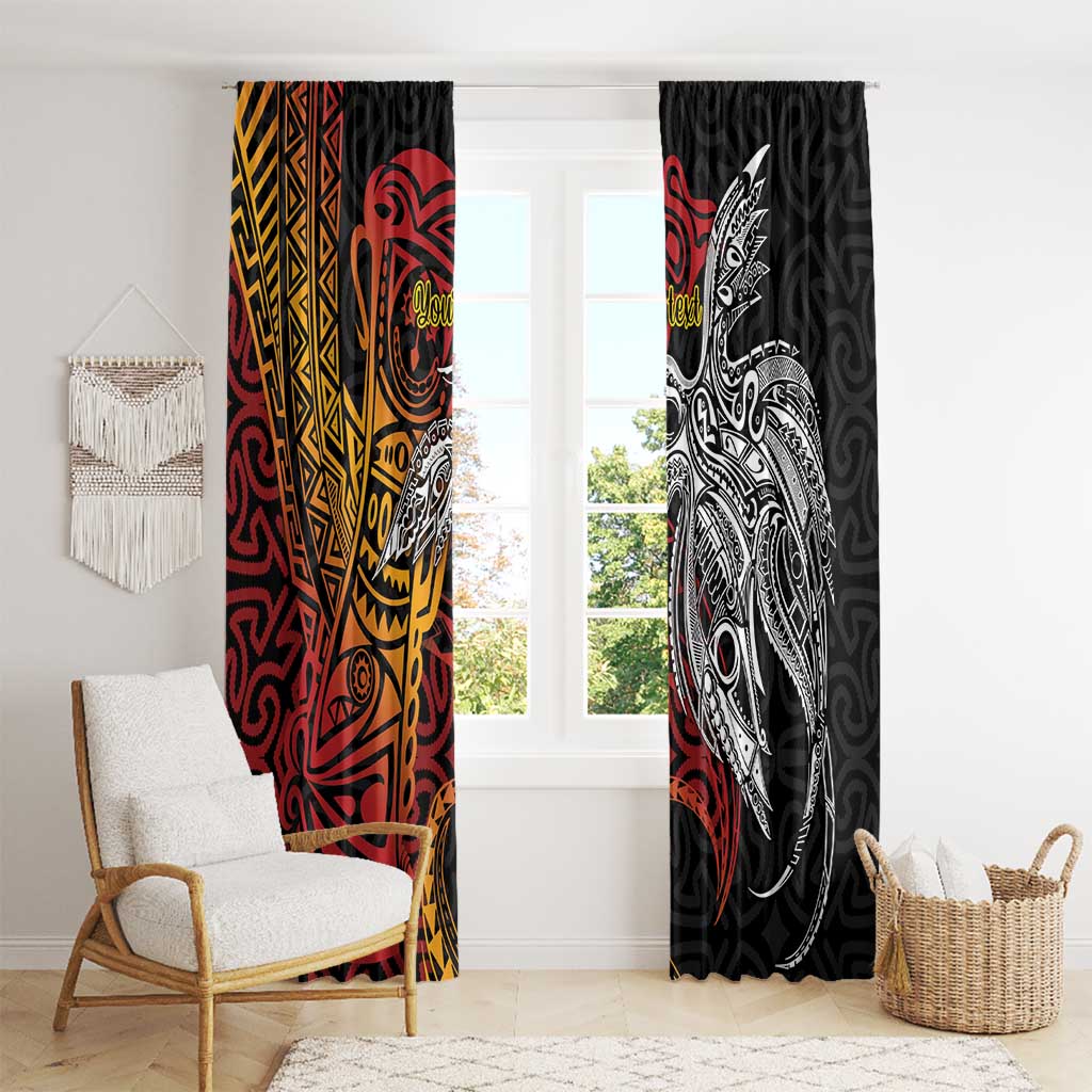 Papua New Guinea Sepik Personalised Window Curtain PNG Bird of Paradise Tattoo - Polynesian Pride