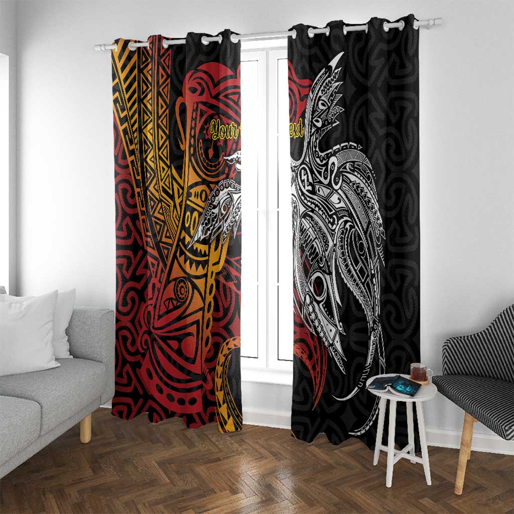 Papua New Guinea Sepik Personalised Window Curtain PNG Bird of Paradise Tattoo - Polynesian Pride
