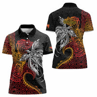 Papua New Guinea Sepik Personalised Women Polo Shirt PNG Bird of Paradise Tattoo - Polynesian Pride