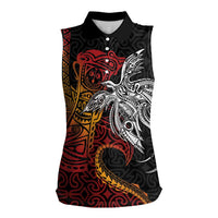 Papua New Guinea Sepik Personalised Women Sleeveless Polo Shirt PNG Bird of Paradise Tattoo - Polynesian Pride
