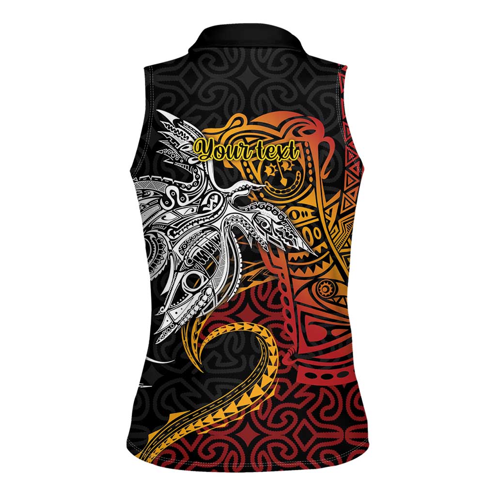 Papua New Guinea Sepik Personalised Women Sleeveless Polo Shirt PNG Bird of Paradise Tattoo - Polynesian Pride