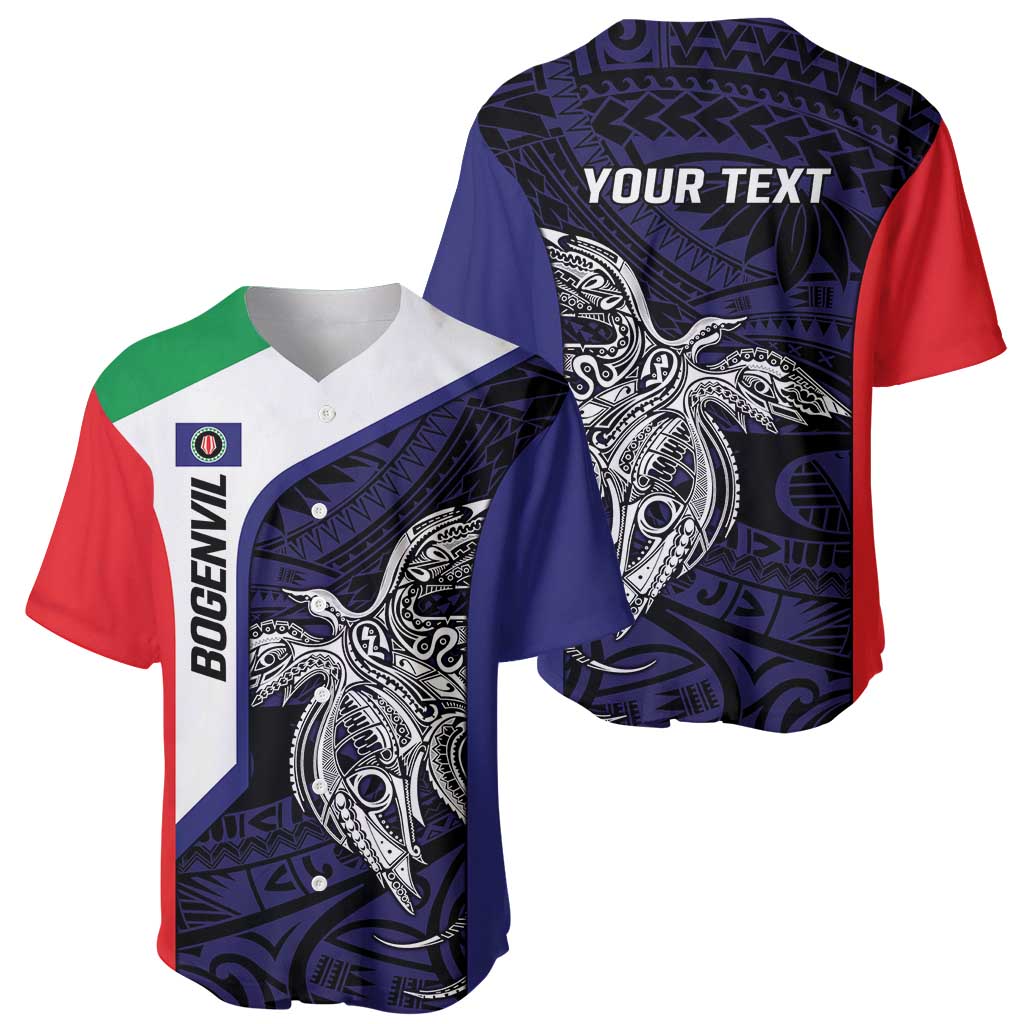 Personalised PNG Bougainville Baseball Jersey Bird of Paradise Tattoo Flag Motif - Polynesian Pride