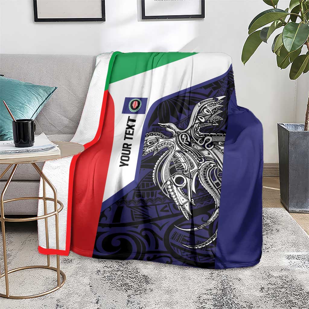 Personalised PNG Bougainville Blanket Bird of Paradise Tattoo Flag Motif - Polynesian Pride