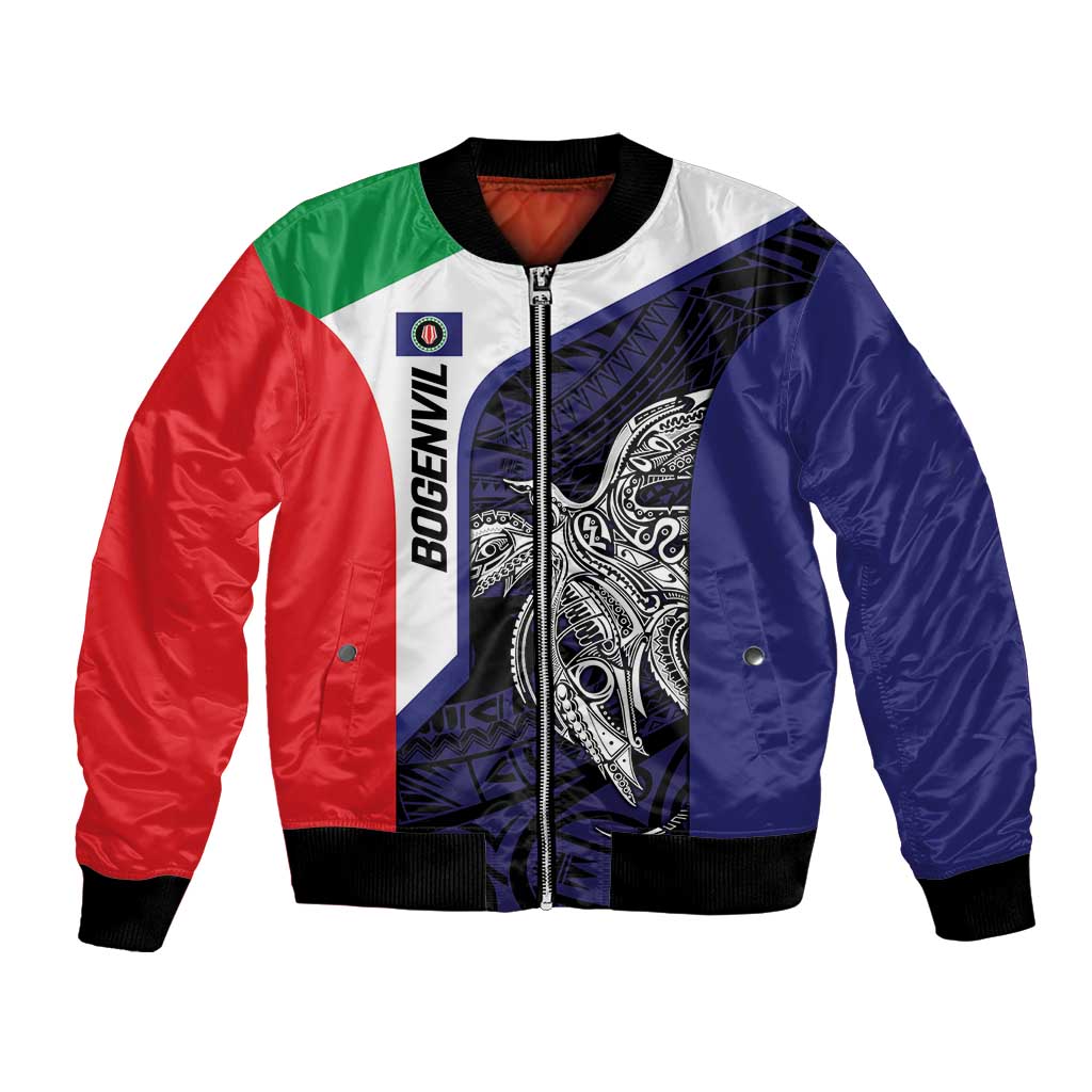 Personalised PNG Bougainville Bomber Jacket Bird of Paradise Tattoo Flag Motif - Polynesian Pride