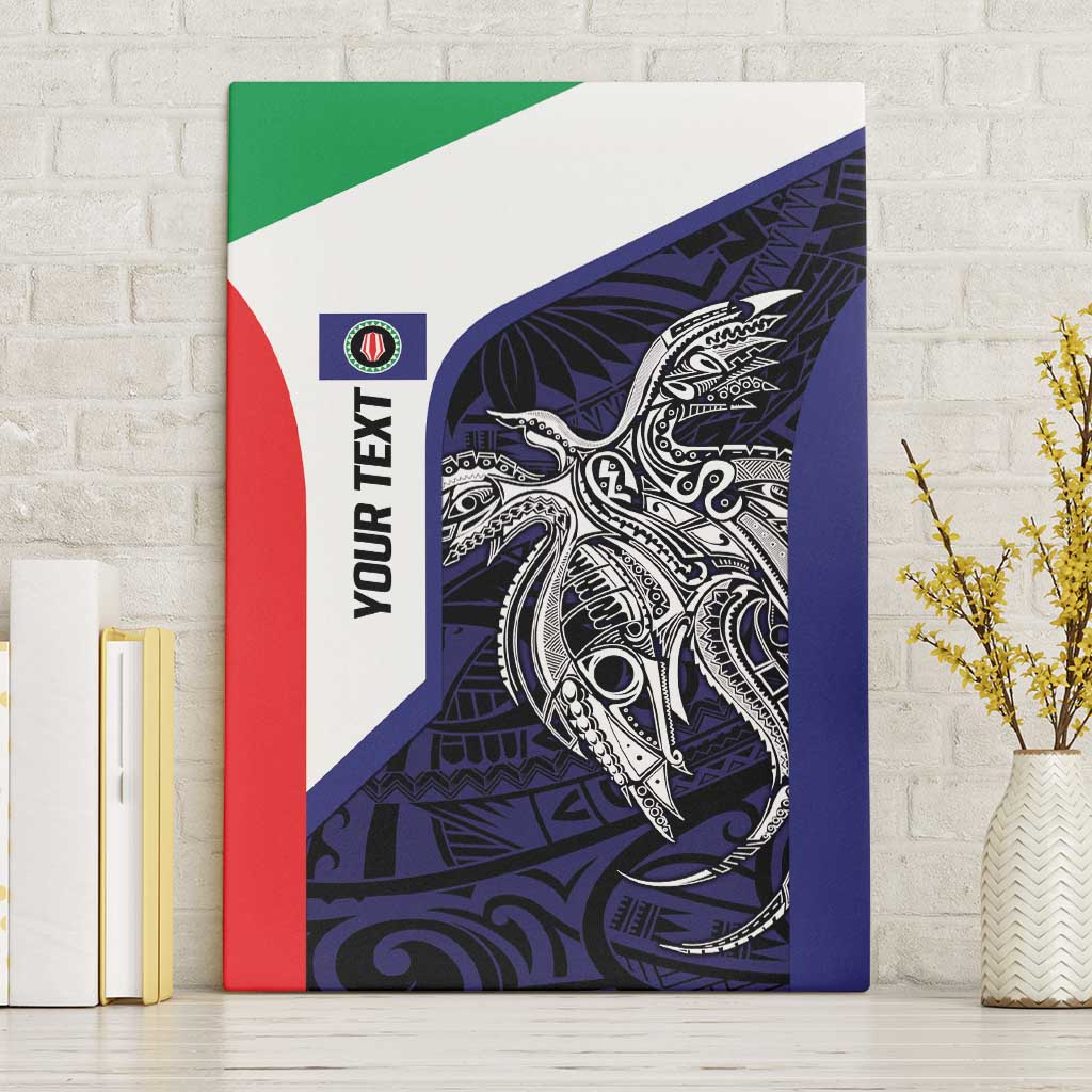 Personalised PNG Bougainville Canvas Wall Art Bird of Paradise Tattoo Flag Motif LT9 Without Frame Blue - Polynesian Pride