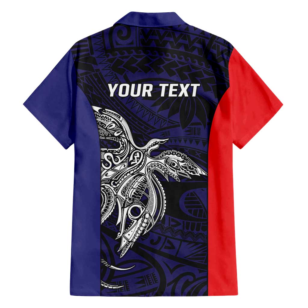 Personalised PNG Bougainville Family Matching Off Shoulder Maxi Dress and Hawaiian Shirt Bird of Paradise Tattoo Flag Motif - Polynesian Pride