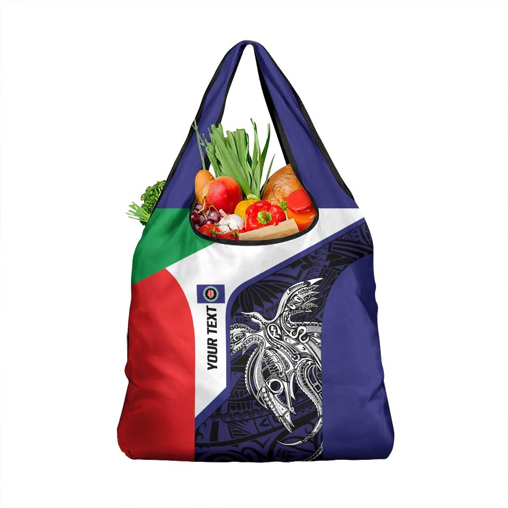Personalised PNG Bougainville Grocery Bag Bird of Paradise Tattoo Flag Motif LT9 1-pack One Size Blue - Polynesian Pride