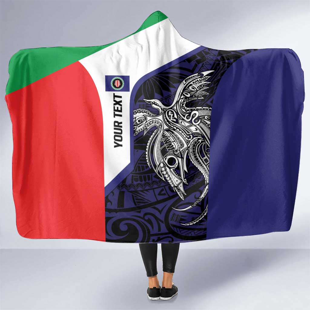 Personalised PNG Bougainville Hooded Blanket Bird of Paradise Tattoo Flag Motif - Polynesian Pride