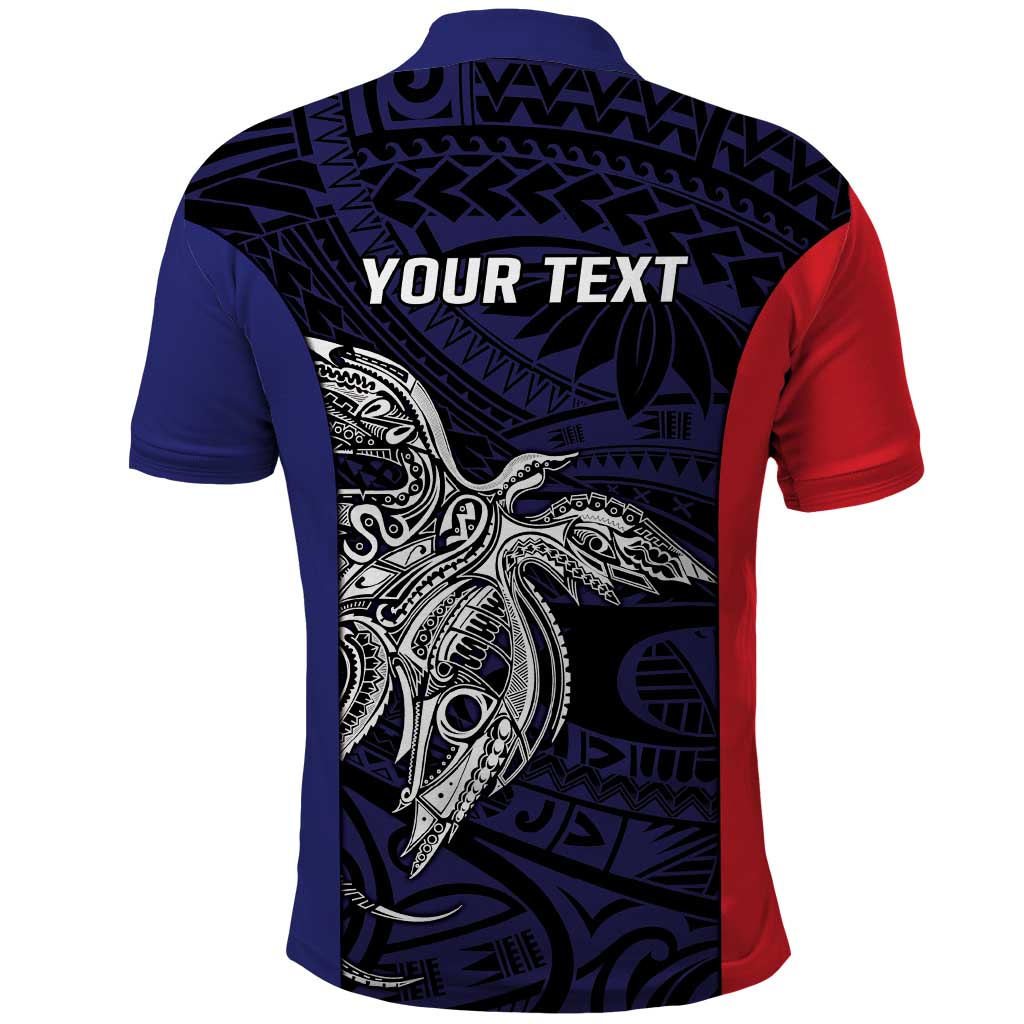Personalised PNG Bougainville Polo Shirt Bird of Paradise Tattoo Flag Motif - Polynesian Pride
