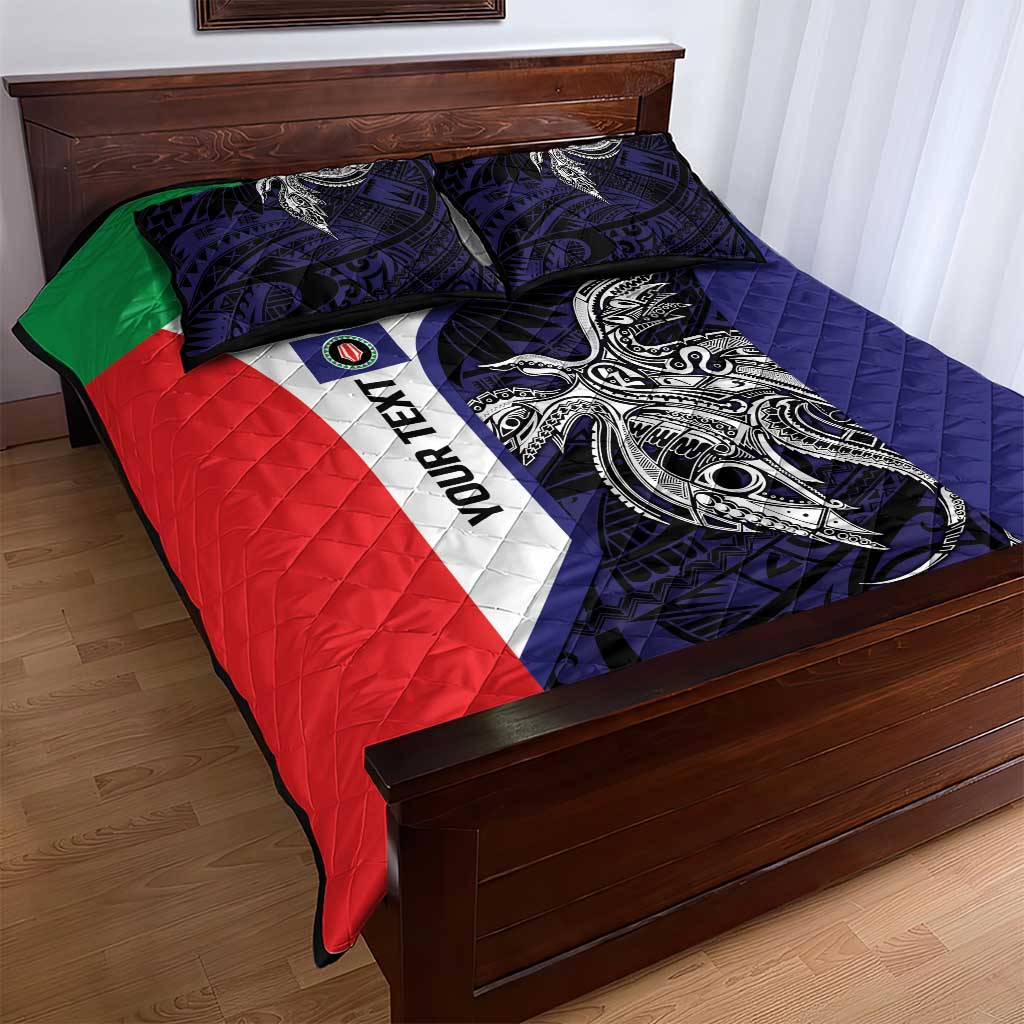 Personalised PNG Bougainville Quilt Bed Set Bird of Paradise Tattoo Flag Motif - Polynesian Pride