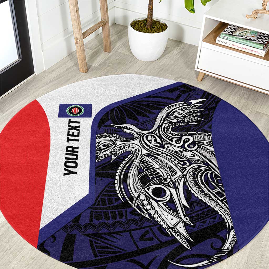 Personalised PNG Bougainville Round Carpet Bird of Paradise Tattoo Flag Motif - Polynesian Pride