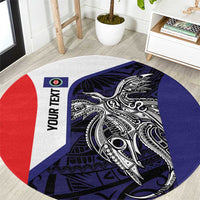 Personalised PNG Bougainville Round Carpet Bird of Paradise Tattoo Flag Motif - Polynesian Pride