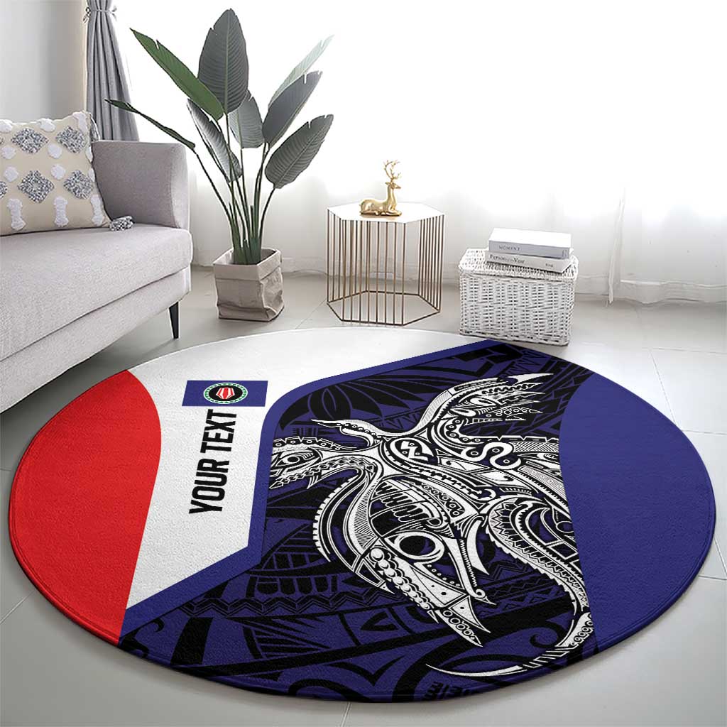 Personalised PNG Bougainville Round Carpet Bird of Paradise Tattoo Flag Motif - Polynesian Pride