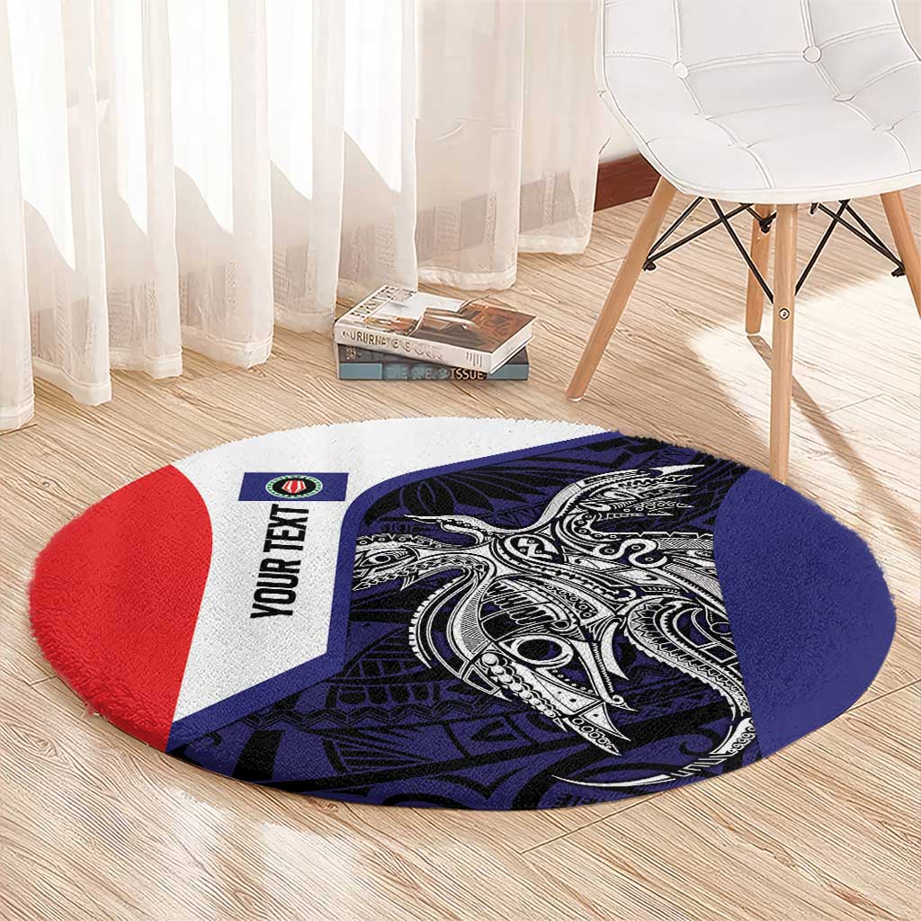 Personalised PNG Bougainville Round Carpet Bird of Paradise Tattoo Flag Motif - Polynesian Pride