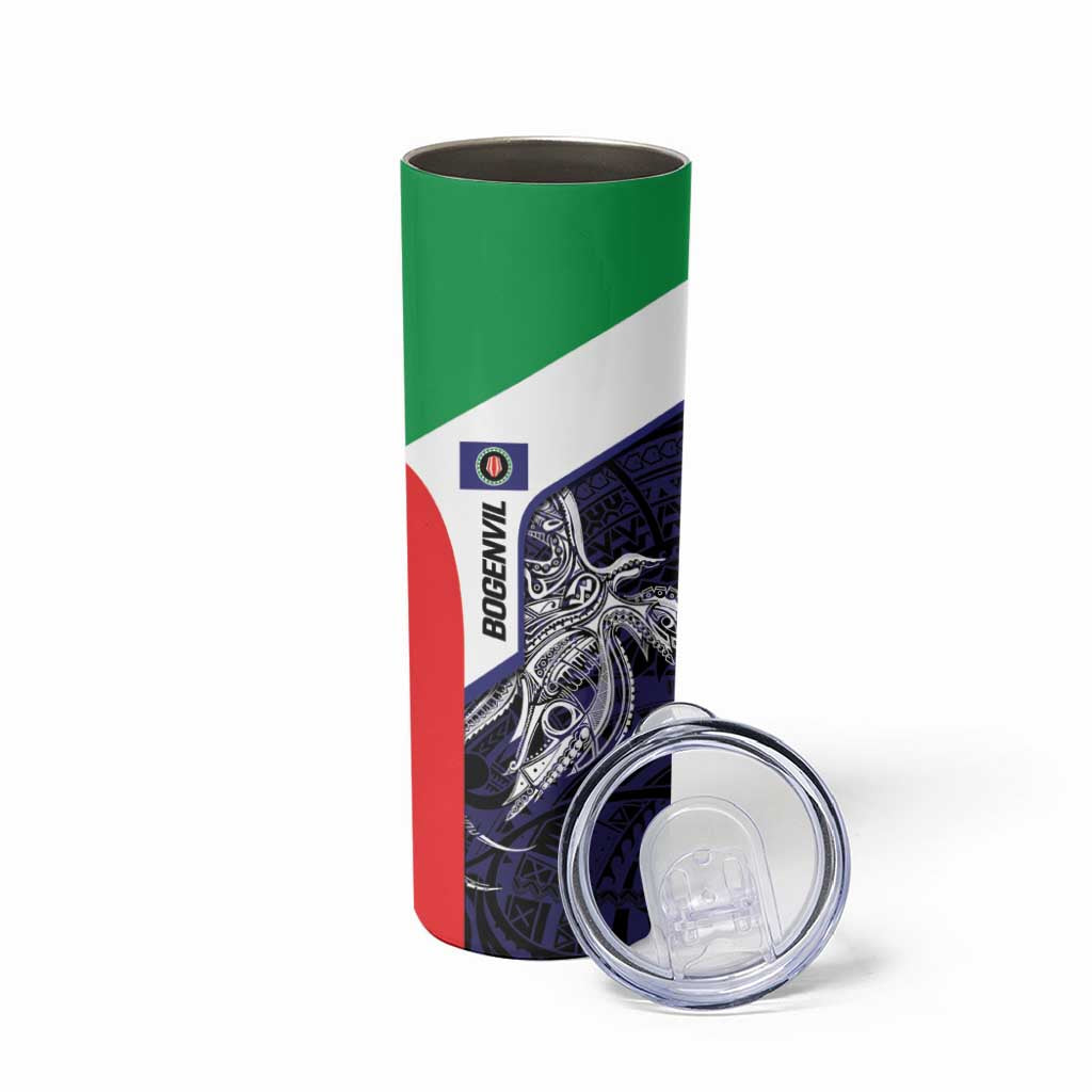 Personalised PNG Bougainville Skinny Tumbler Bird of Paradise Tattoo Flag Motif - Polynesian Pride