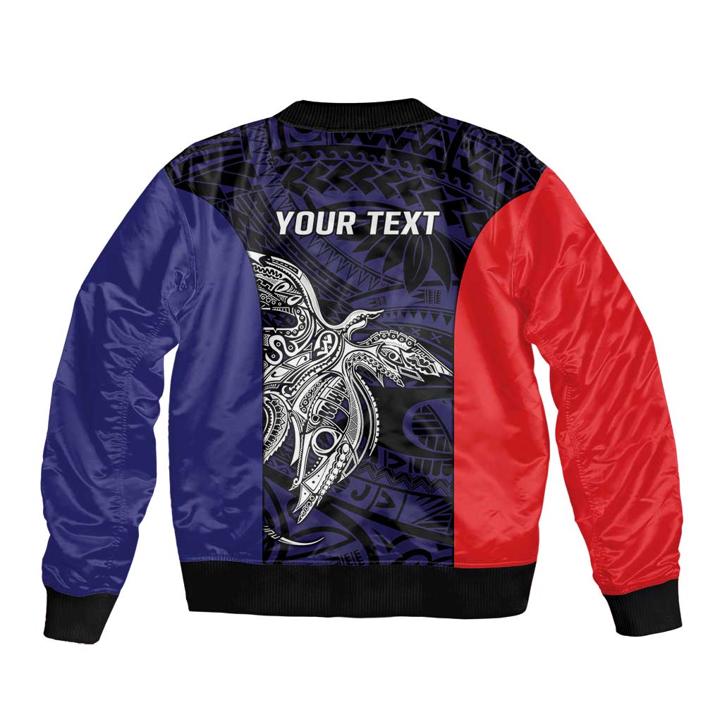 Personalised PNG Bougainville Sleeve Zip Bomber Jacket Bird of Paradise Tattoo Flag Motif - Polynesian Pride