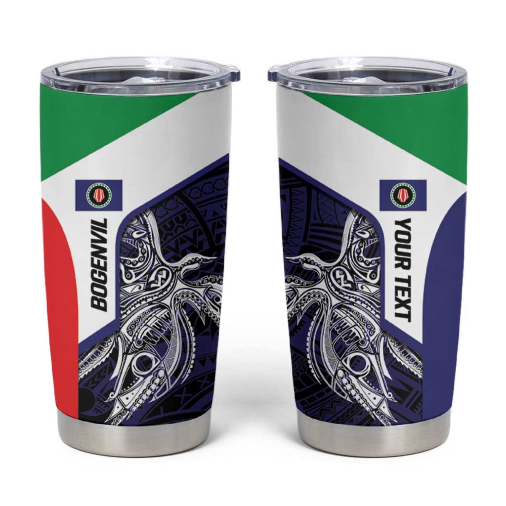 Personalised PNG Bougainville Tumbler Cup Bird of Paradise Tattoo Flag Motif - Polynesian Pride